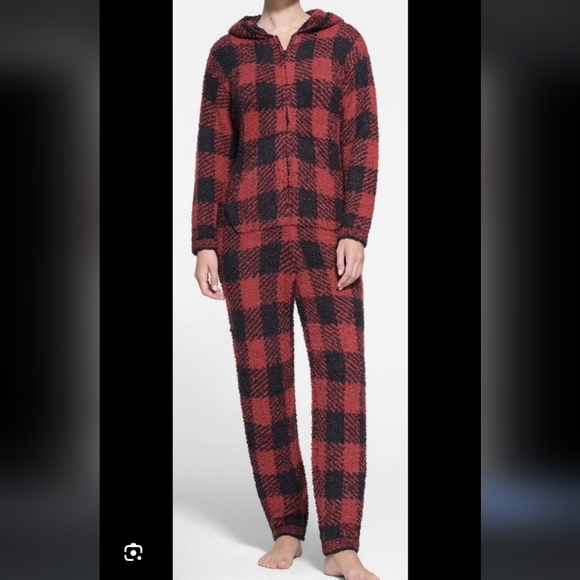 SKIMS Other - Skims New Cozy Unisex Onesy Brick Buffalo Check Houndstooth Sz S/M Knit Lounge